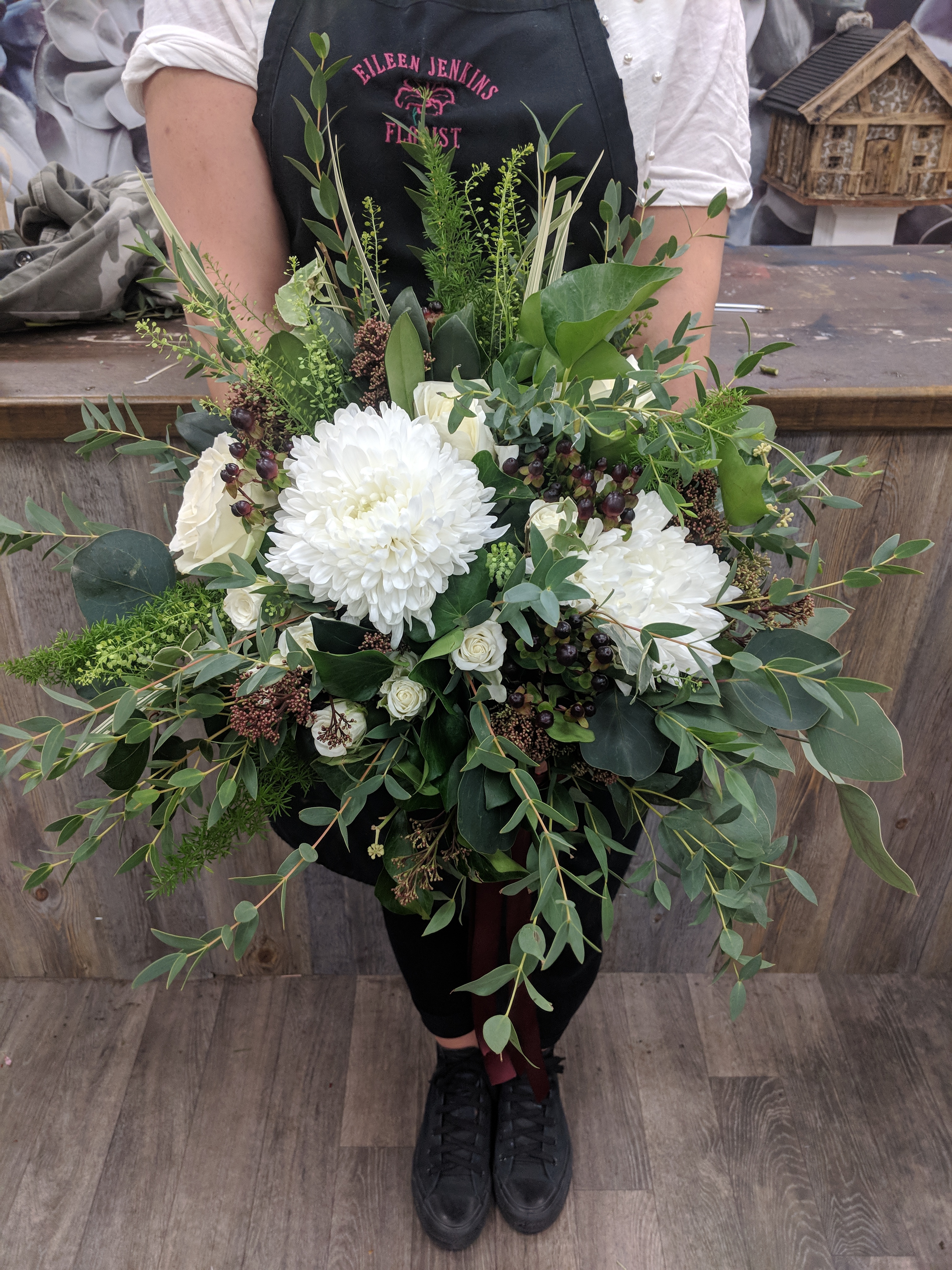 White and green bridal flowers