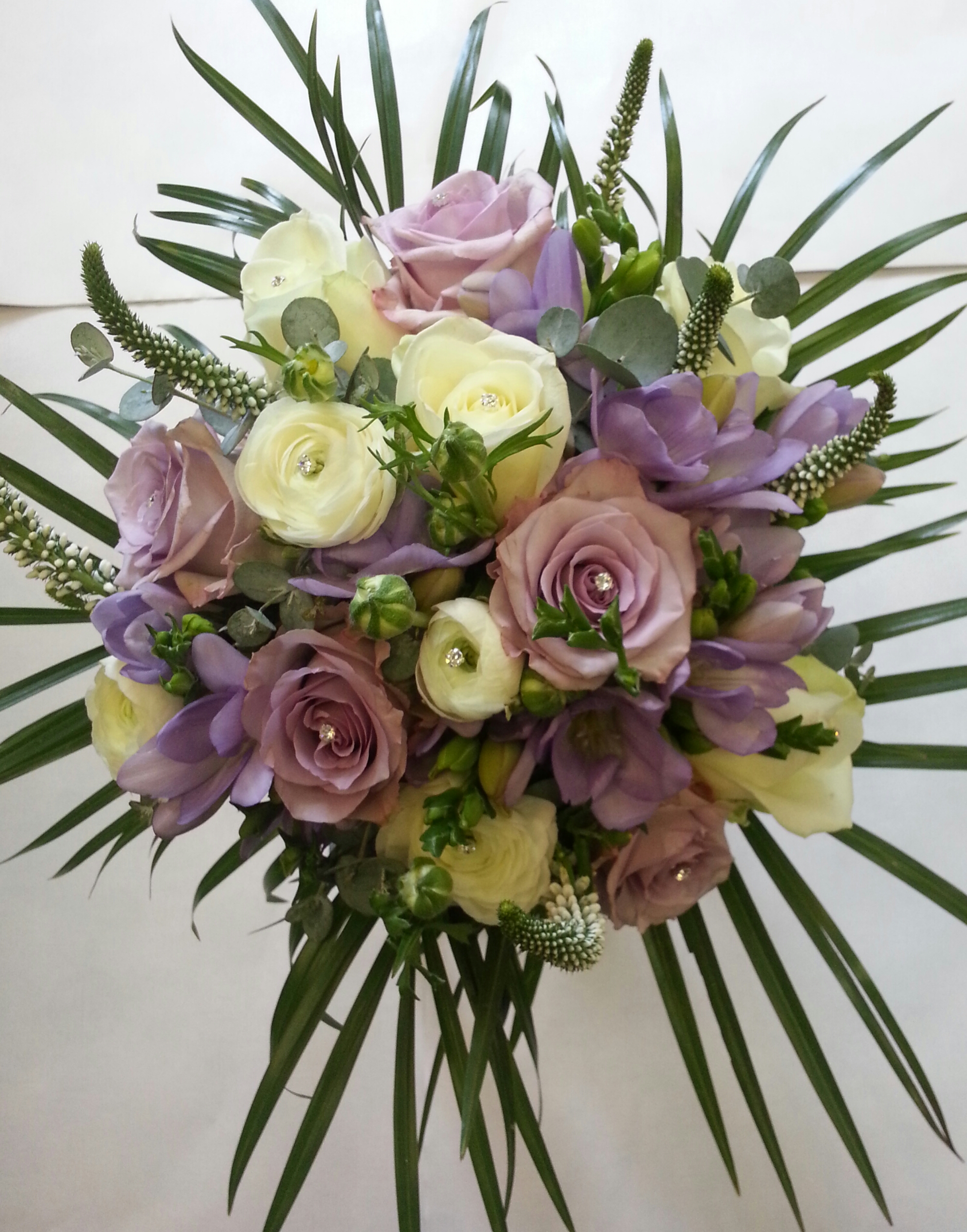 Rose and freesia ivory and lilac bouquet