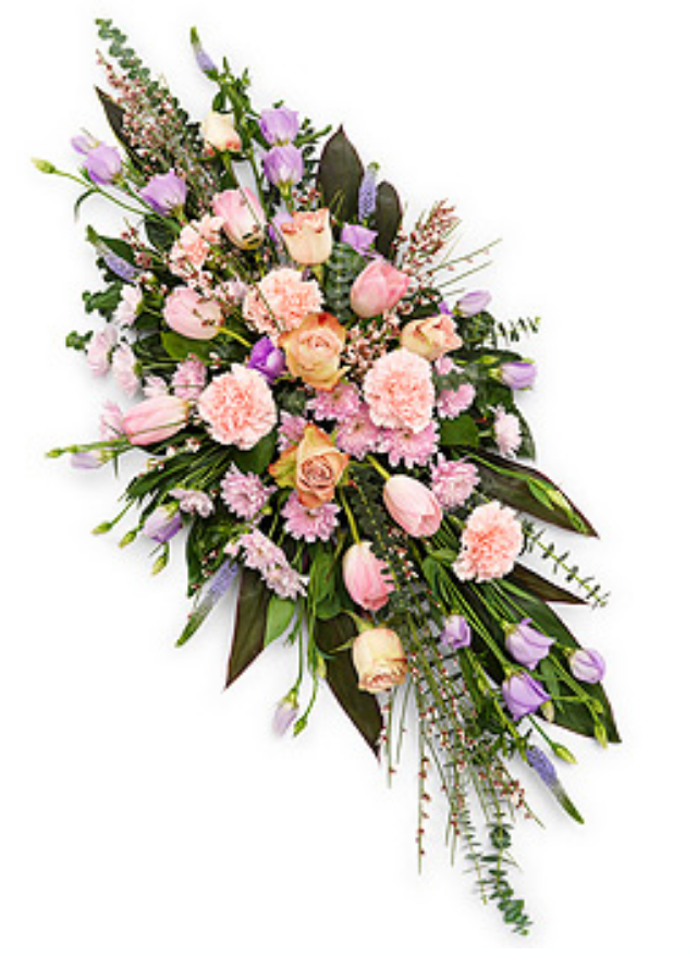 Pink and lilac double ended funeral spray