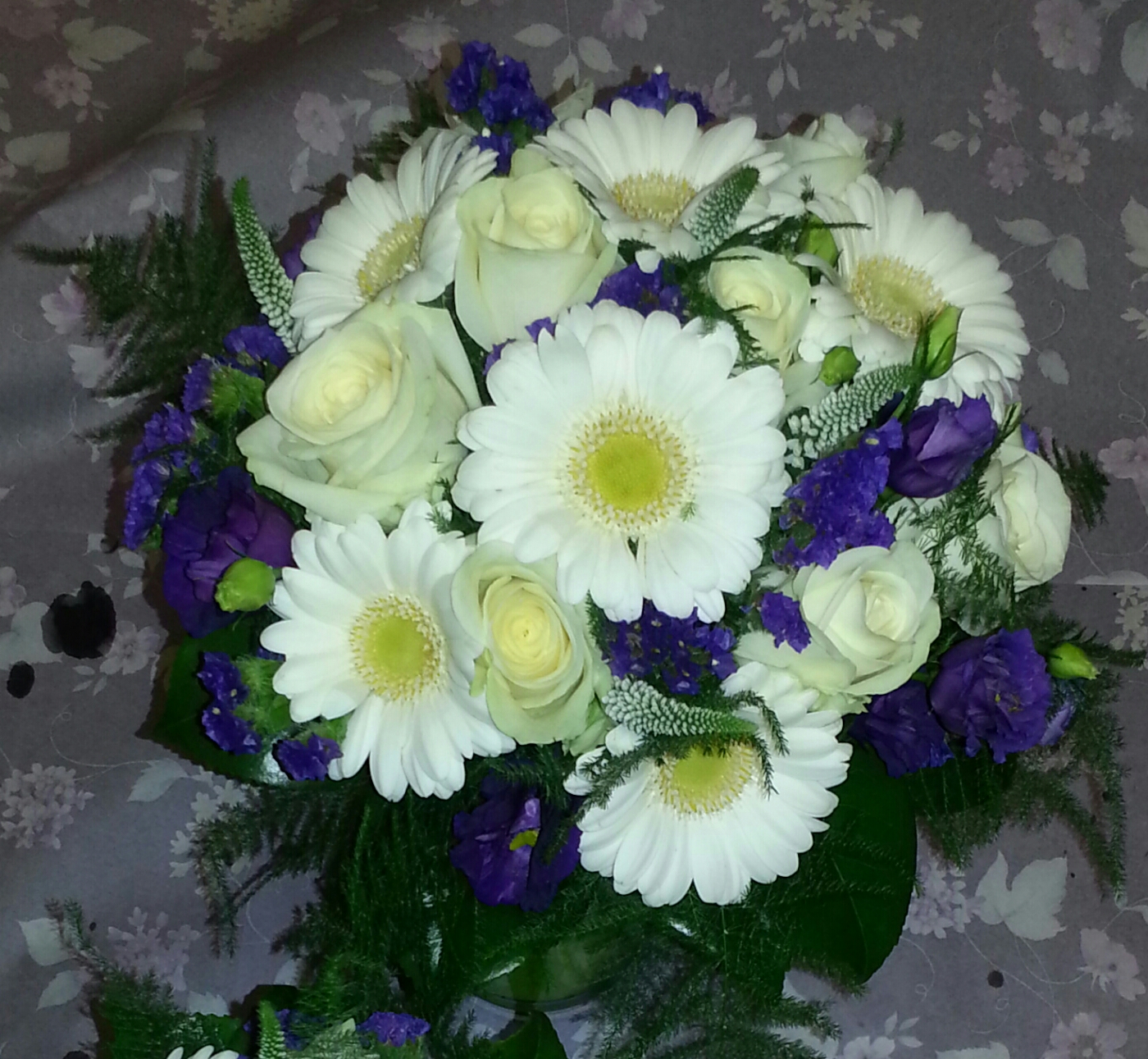 Minuet lizzianthus, gerbera and rose bouquet