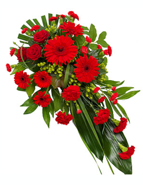 Red single ended funeral spray