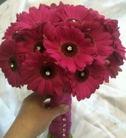 Bright pink gerbera wedding tie