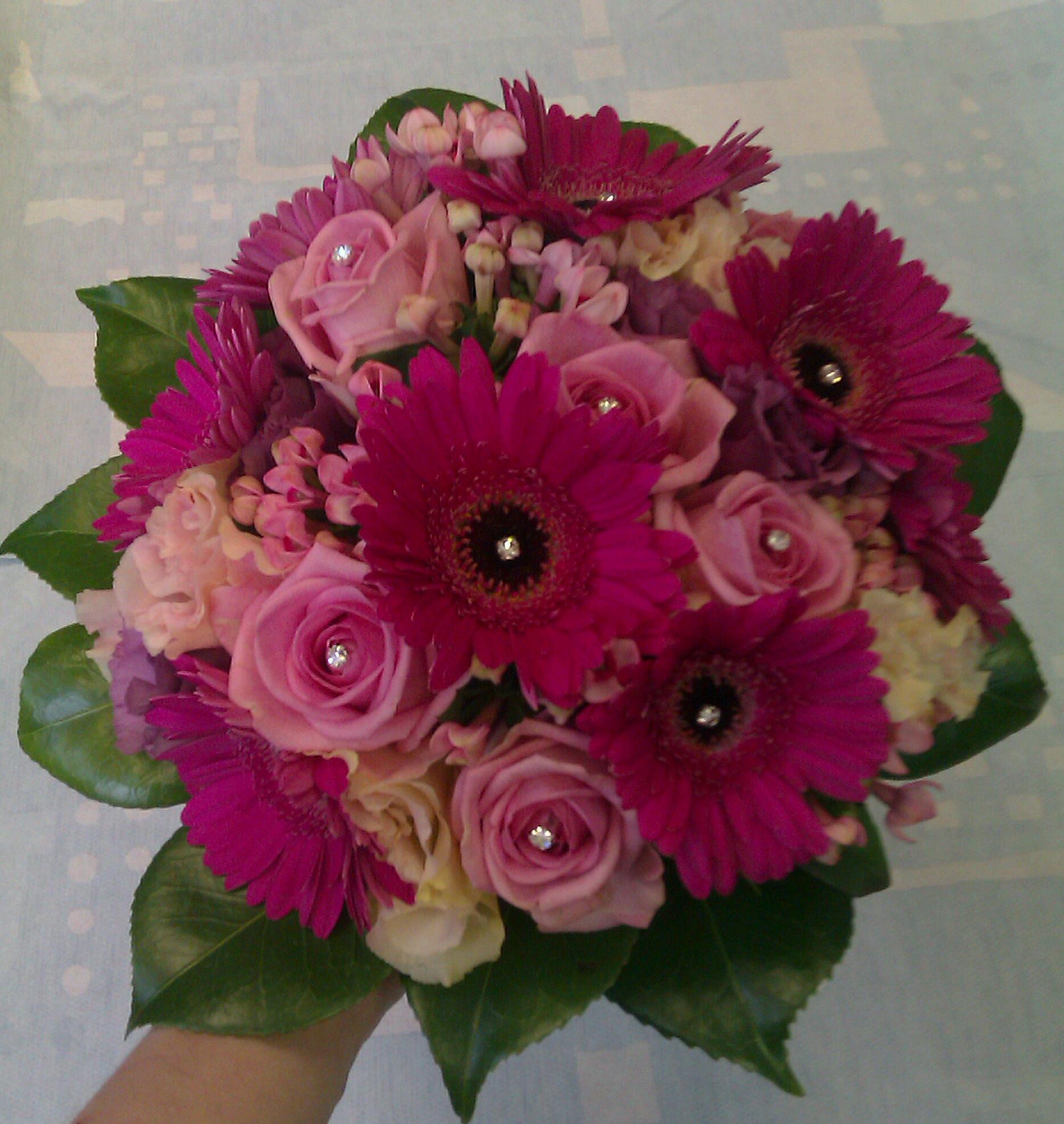 Shades of pink compact bridal posy