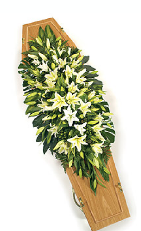 All white lily casket