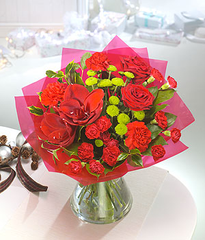 All Red Festive Bag Bouquet