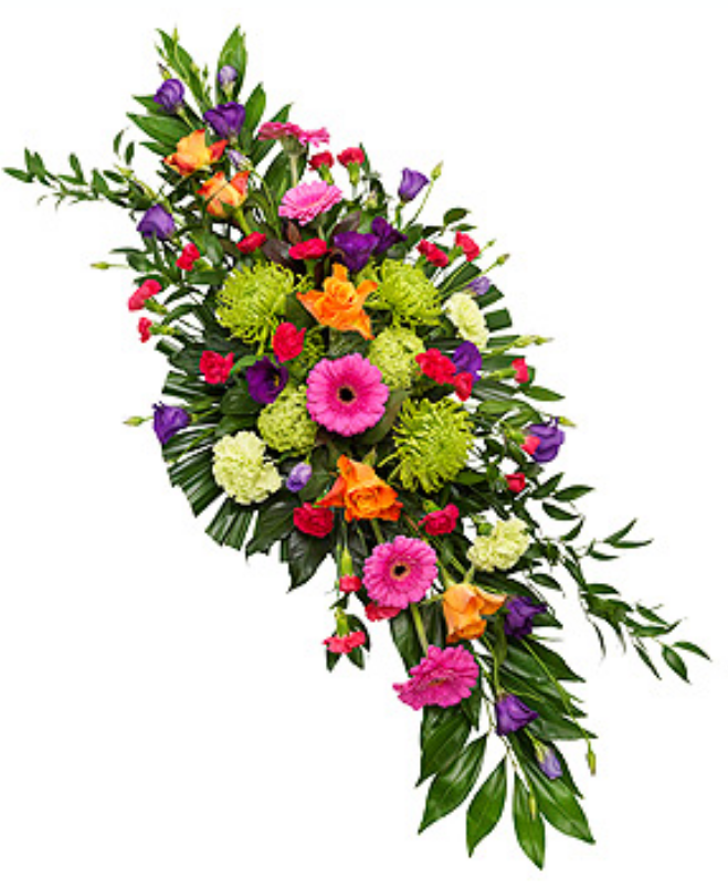 Vibrant double ended funeral spray