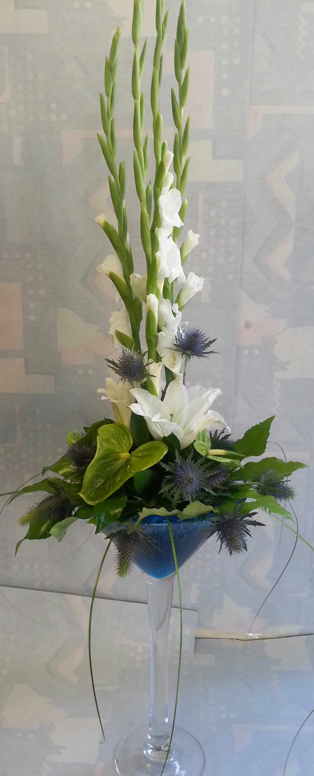 Martini glass floral displays