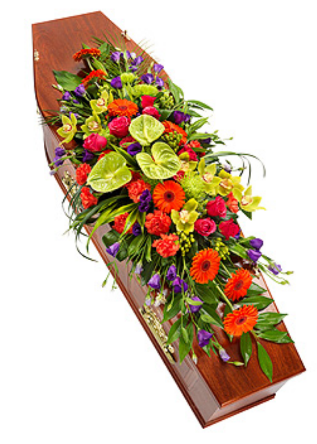 Vibrant modern casket spray