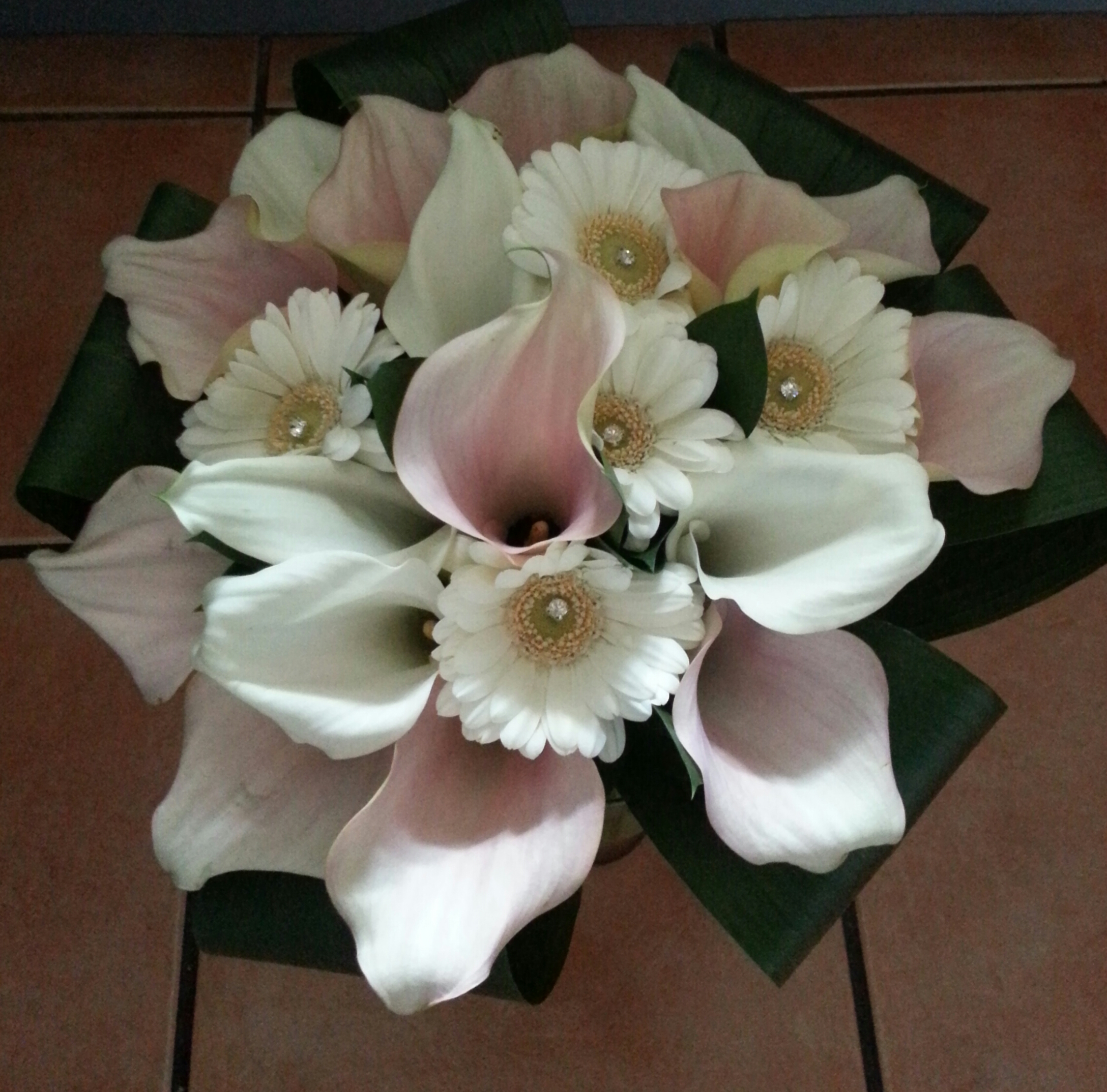 Ivory and pink blush cala lily bouquet