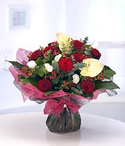 Extravagant Rose & Anthurium  Aqua Bouquet