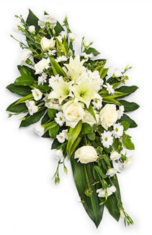 All white double ended funeral spray